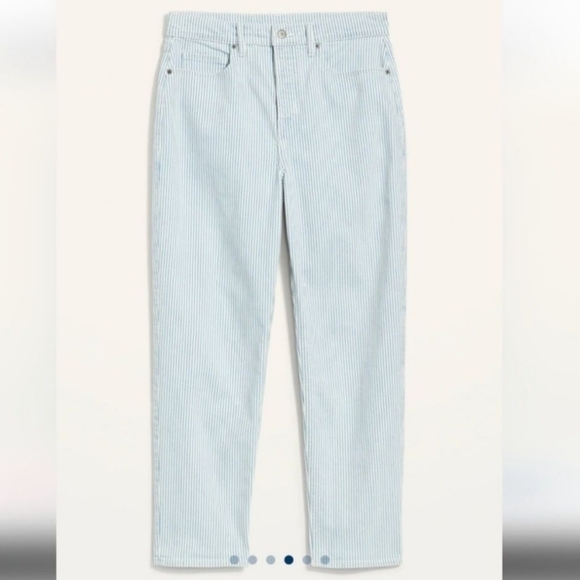 Old Navy Extra High Rise Jeans Women's 4 Sky Hi Straight Blue Striped Button Fly - Picture 3 of 16